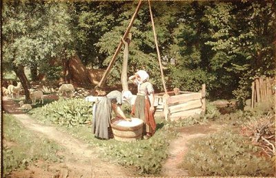 Kuyudaki Genç Kızlar (tuval üzerine yağlı boya) by Viggo Pedersen