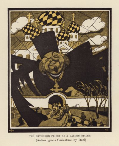 Bahçe örümceği olarak Ortodoks rahip (renkli taş baskı) by Viktor Nikolaevich Deni