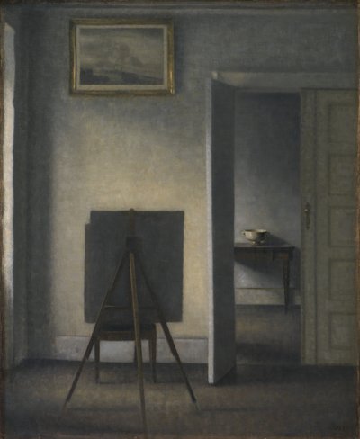 Sanatçının Şövale ile İç Mekan by Vilhelm Hammershøi