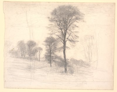 Dağınık ağaçlarla manzara. Farum Gölü tarafından "Çavdar" by Vilhelm Hammershøi