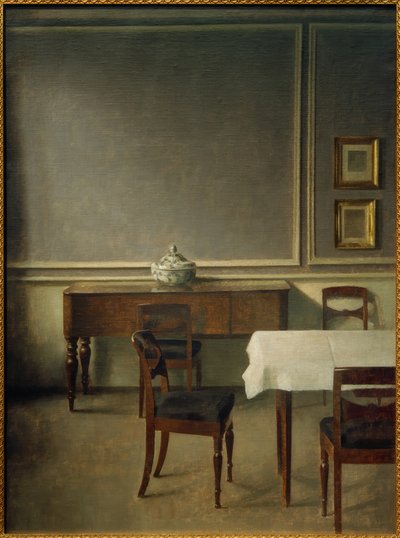 Porselen terrine ile iç mekan by Vilhelm Hammershoi