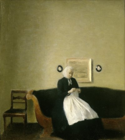 Sanatçının Annesiyle İç Mekan by Vilhelm Hammershoi