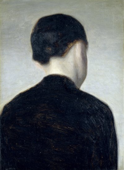 Oturan Figür, Arkadan Görünüş (Anna Hammershoi) 1884 (tuval üzerine yağlı boya serilmiş) by Vilhelm Hammershoi