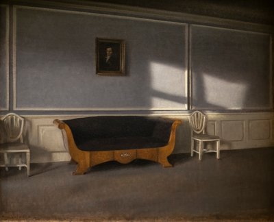 Oturma odasında güneşli rayson, III by Vilhelm Hammershoi