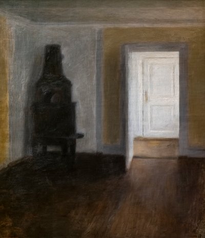 Beyaz Kapı (Eski sobalı iç mekan) by Vilhelm Hammershoi