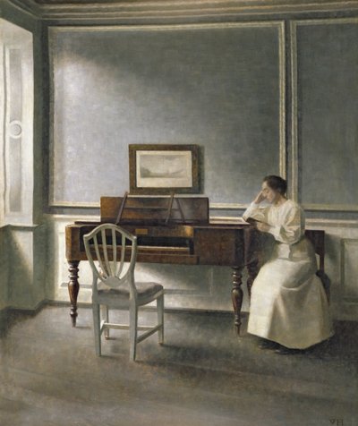 Piyanoyla Okuyan Kadın, 1907 by Vilhelm Hammershoi