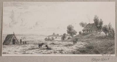 Bir çiftlik evi ve bir yazlık ile manzara by Vilhelm Kyhn