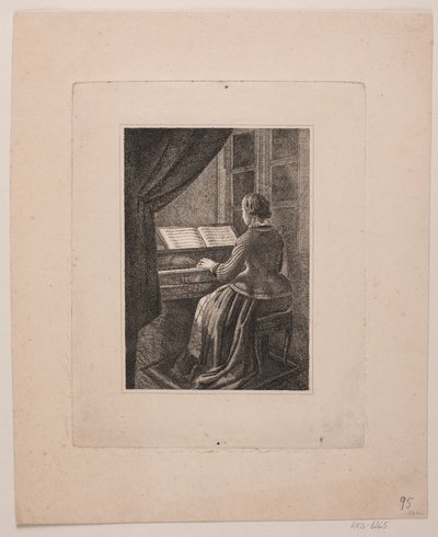 Piyano çalan ressamın karısının portresi by Vilhelm Kyhn