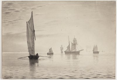 Gölde sakin havalarda gemiler by Vilhelm Kyhn