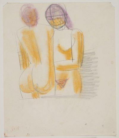 Ayakta duran, çıplak 2 kadınla kompozisyon çalışması by Vilhelm Lundstrøm