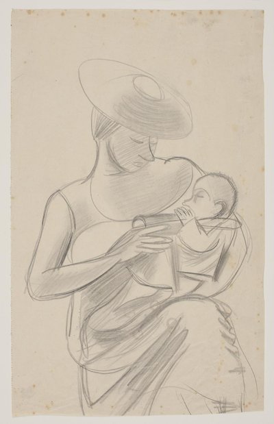 Sanatçının eşi, bebek kızı Dorte ile by Vilhelm Lundstrøm