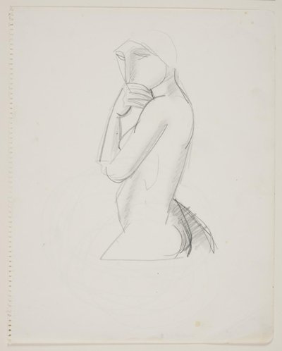 Kadın manken, 3/4 figür, el ağıza by Vilhelm Lundstrøm
