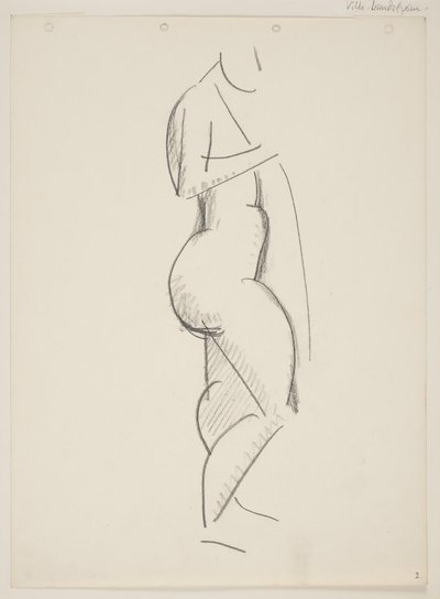 Ayakta çıplak kadın, profil sağda, elinde perdelik by Vilhelm Lundstrøm