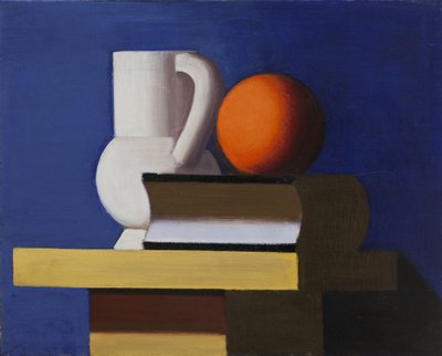 Beyaz Kavanoz, Portakal ve Kitap ile Natürmort by Vilhelm Lundstrøm