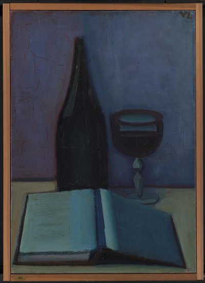 Kitap, Bardak ve Şişe ile Natürmort by Vilhelm Lundstrøm