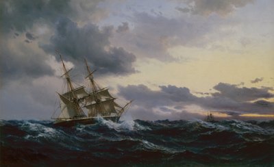 Fırtınalı Bir Denizde Yelkenli Gemiler by Vilhelm Melbye