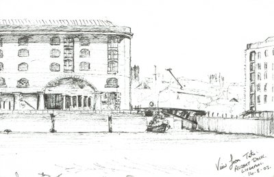 Albert Dock Liverpool, 2003, (Kağıt üzerine mürekkep) by Vincent Alexander Booth