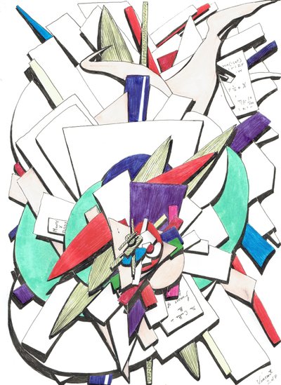 Atop, 2017, (Kağıt Üzerine Renkli Mürekkep) by Vincent Alexander Booth