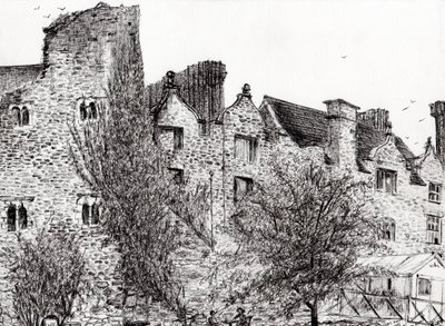 Castle Harap Hay on Wye, 2007, (kağıt üzerine mürekkep) by Vincent Alexander Booth