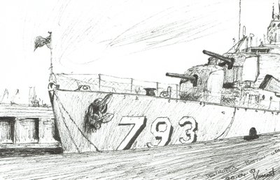 Destroyer 793 Boston Denizcilik Müzesi, 2003, (Kağıt üzerine mürekkep) by Vincent Alexander Booth