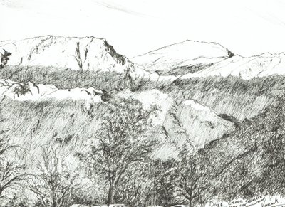 Dove Crag at Sunrise, 2003, (Kağıt üzerine mürekkep) by Vincent Alexander Booth