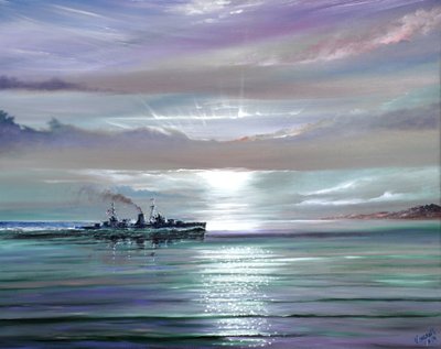HMS Neptün, Akdeniz Aralık 1941, 2019 (tuval üzerine yağlı boya) by Vincent Alexander Booth