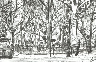 Madison square park New York, 2003, (Kağıt üzerine mürekkep) by Vincent Alexander Booth
