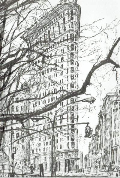 New York Yassı Demir Binası, 2003, (kağıt üzerine mürekkep) by Vincent Alexander Booth