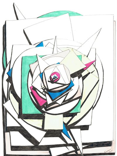 Yığılmış, 2017, (Kağıt Üzerine Renkli Mürekkep) by Vincent Alexander Booth