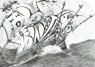 Storm Creators Arabian Sea, 2017, (Kağıt Üzerine Mürekkep) by Vincent Alexander Booth