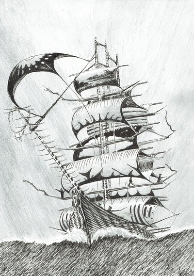 Storm Creators Durville Sea, 2017, (Kağıt Üzerine Mürekkep) by Vincent Alexander Booth