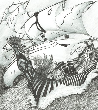 Storm Creators Java Sea, 2017, (Kağıt Üzerine Mürekkep) by Vincent Alexander Booth