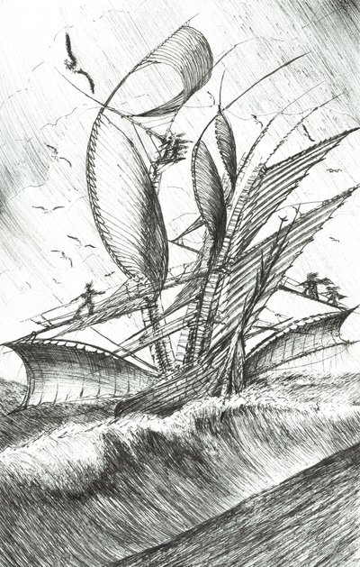 Storm Creators Pacific Ocean, 2017, (Kağıt Üzerine Mürekkep ) by Vincent Alexander Booth
