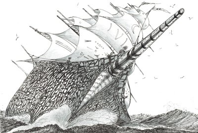 Storm Creators Wellington Boğazı, 2023 (kağıt üzerine mürekkep ve kalem) by Vincent Alexander Booth
