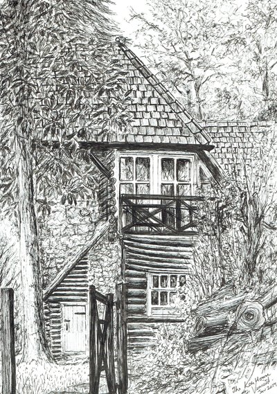 The Log House, 2019, (kağıt üzerine mürekkep) by Vincent Alexander Booth