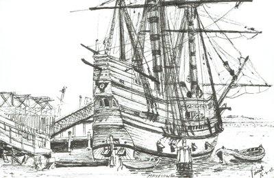 Mayflower, Plymouth, Massachusetts. 2003, (Kağıt üzerine mürekkep) by Vincent Alexander Booth