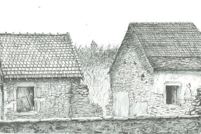 Fransa/İsviçre sınırına yakın ev, 2008; (kağıt üzerine mürekkep) by Vincent Alexander Booth