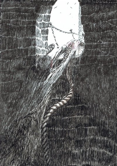 sayfa 33, Findhorn Ormanındaki Kale, 2006, (kağıt üzerine mürekkep) by Vincent Alexander Booth