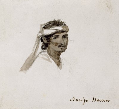 Navajo Savaşçısı, 1869-1871 (suluboya) by Vincent Colyer