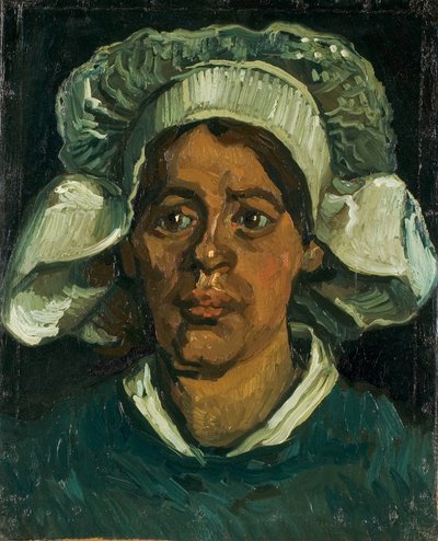 Beyaz başlıklı bir köylü kadının başı, 1884-1885. by Vincent van Gogh