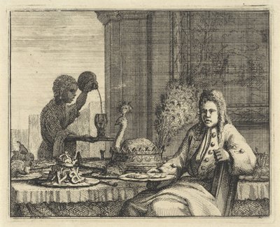 Adam bir set masada by Vincent Laurensz. van der Vinne (II)