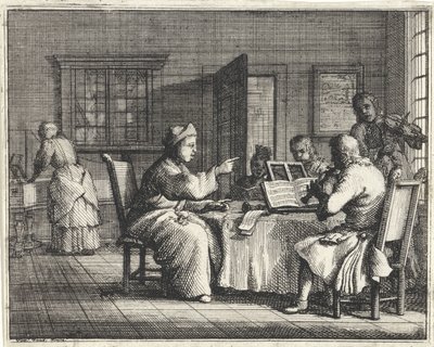 Öğrencileri ile müzik öğretmeni by Vincent Laurensz. van der Vinne (II)