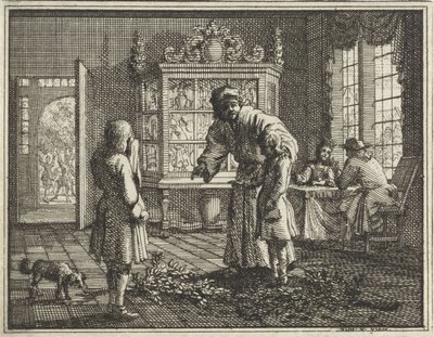 Baba çocuklarını azarlıyor by Vincent Laurensz. van der Vinne (II)