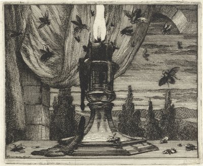 Sinekler bir mum ışığına çekilir by Vincent Laurensz. van der Vinne (II)