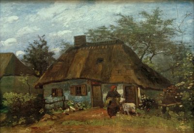 Çiftlik evi ve keçi olan kadın by Vincent van Gogh