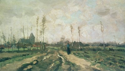 Kilise ve Evlerle Peyzaj, Nuenen, 1885 by Vincent van Gogh