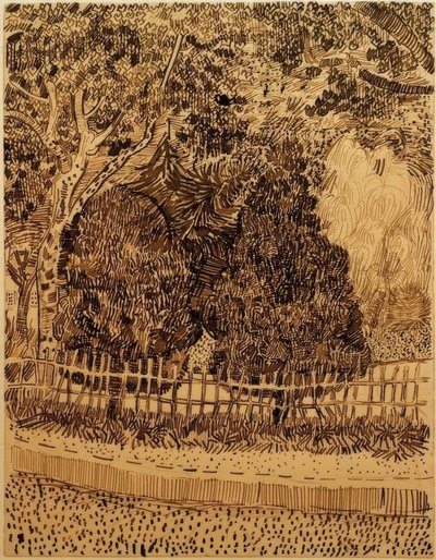 Bir çit ile park by Vincent van Gogh