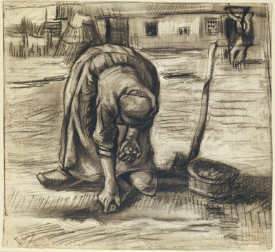 Patates Eken Köylü Kadın, 1885 dolayları (kağıt üzerine siyah tebeşir ve kömür) by Vincent van Gogh