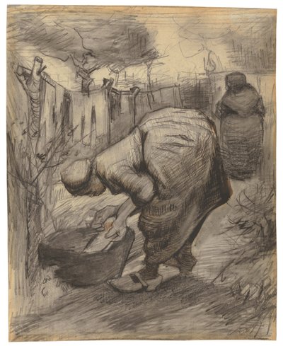 Bahçede Lavabolu Köylü; Bahçede kurnalı köylü kadın, 1885 by Vincent van Gogh