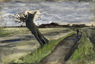 Pollard Willow (saule tetard) par Gogh, Vincent, van (1853-1890). Kurşun kalem, sulu boya, Guaj, kağıt üzerine mürekkep, boyut : 38x55,8 by Vincent van Gogh